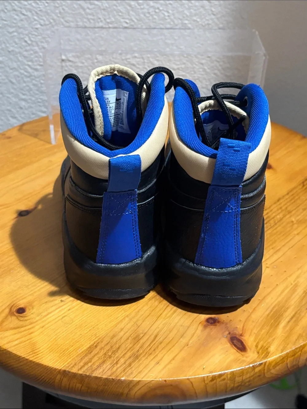 Nike Black and Blue Boys High-Top Lace-Up Sneakers 4.5Y